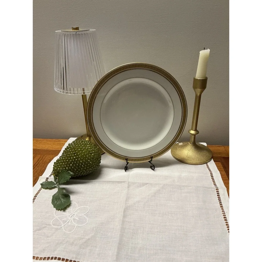 Jean Pouyat Limoges France Athena Gold Greek Key Porcelain Bread‎ Butter Plate